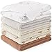 Susurration Mullt&uuml;cher Baby Spuckt&uuml;cher,5er-Pack 100% Baumwolle Spuckt&uuml;cher Baby f&uuml;r Jungen und M&auml;dchen, Weich, Atmungsaktiv und Extrem Saugf&auml;hig Musselin 60x60cm (Wei&szlig;er Druck)