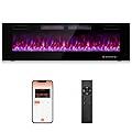 Tangkula 60 Inches Electric Fireplace Inserts, 3.19 Inches Ultra Thin Recessed & Wall Mounted Fire Place with Adjustable Flame Color & Speed, 12 H Timer, Remote Control, Touch Screen and WiFi App