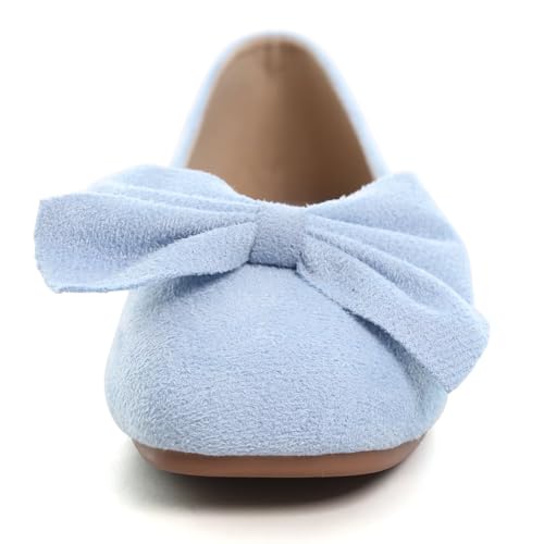 Dear Time Women's Bowknot Flats Square Toe Elegant Flats Shoes Comfort Ballet Flats Slip-on Casual Shoes 7
