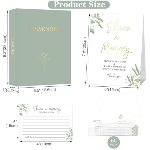 Álbum de Tarjetas para Celebración de la Vida, Álbum Memorial para Funerales, Libro de Firmas para Celebración de la Vida, Aniversario, Graduación, Jubilación y Despedida de Soltera — Verde Salvia, 50 Tarjetas A6 miniatura 3