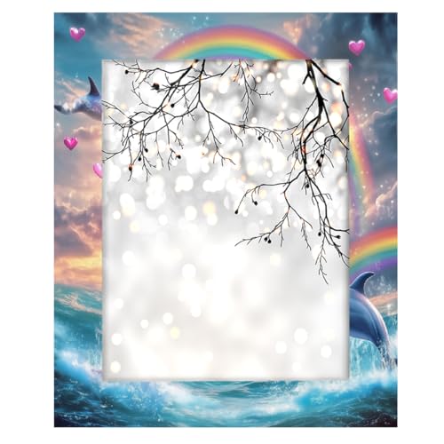 Image of 11x14 Picture Frames Photo Display for Tabletop, Unicorn Dolphin Fantasy Rainbow Colorful Wood Photo Frame for Wall Hanging Family Friends Wedding Gift