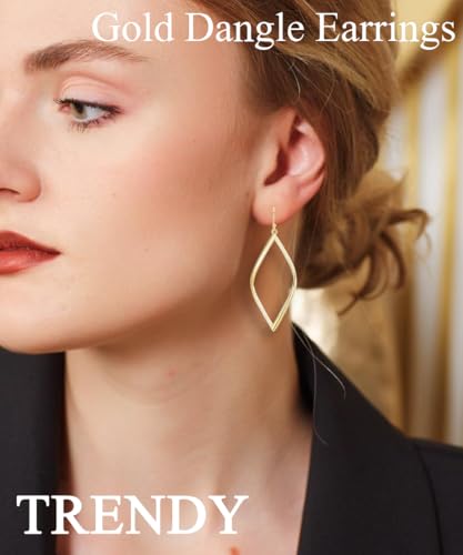 18K Gold Plated Dangle Earrings for Women, Gold Drop Dangling Earrings Hypoallergenic Jewelry Gift3