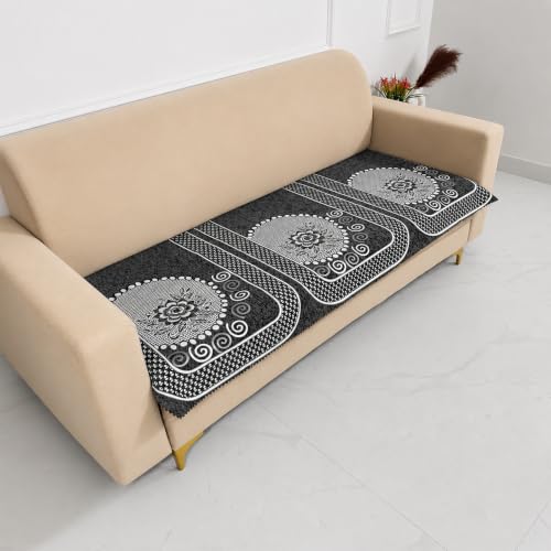 Image of Homerz Premium Chenille Fabric Sofa Cover | Soft, Durable & Dustproof | Decorative Couch Cover (Solitaire Grey, 3 Seater, Only Seat Cover)