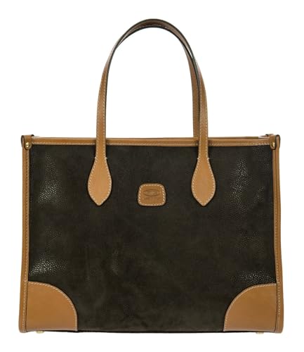 Sac Bric's Life Opera Bag M Olive en toile effet daim élégant