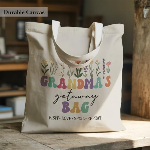 Grandma Getaway Tote Bag, Gifts for First Time Grandma Travel Shopping Canvas Bag3