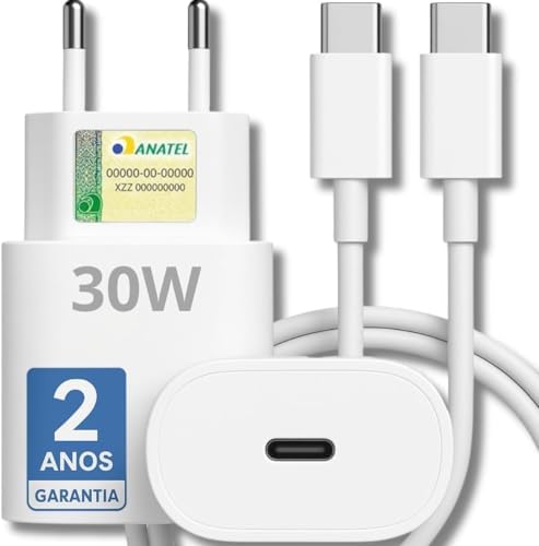 Carregador Turbo 30W Compatível iPhone 15/16/17-16 PRO, 16 PRO MA...