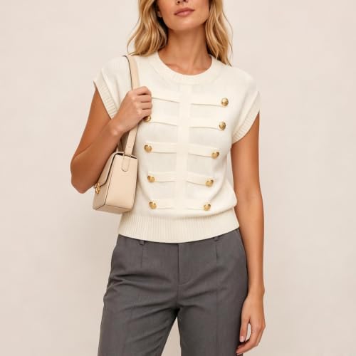 Image of Women Graphic Sweater Vest Y2k Knit Tank Top Lightweight Pullover Top