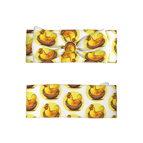 Bird's Nest Golden Chicken Prints Baby Bow Headband - Super Stretchy Soft Bows Hair Accessories for Newborn Infant Toddlers Kids Girls - Elastic and Skin-Friendly2