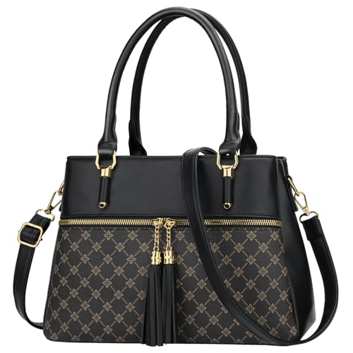 Image of KKXIU Women Satchel Bags Handle Shoulder Handbags and Purses Pockets Zipper Leather Crossbody Bags