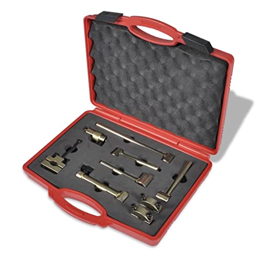 vidaXL Resistant Steel Track Rod Setting Kit - Universally Applicable Tool Set, Allows Precise Adjustment of Tie Rod Ends Without Additional Alignment, 9 pcs Supplied in Blow ed Case