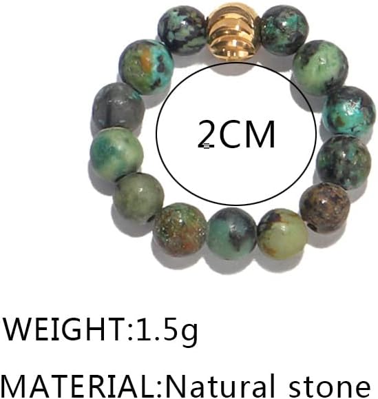 2Pcs Natural Gemstone Beads Elasticity Finger Rings Set,Couple 4mm Stone Copper Beads Elastic Rings,Cool Rings,Jewelry for Women Men - Image 2