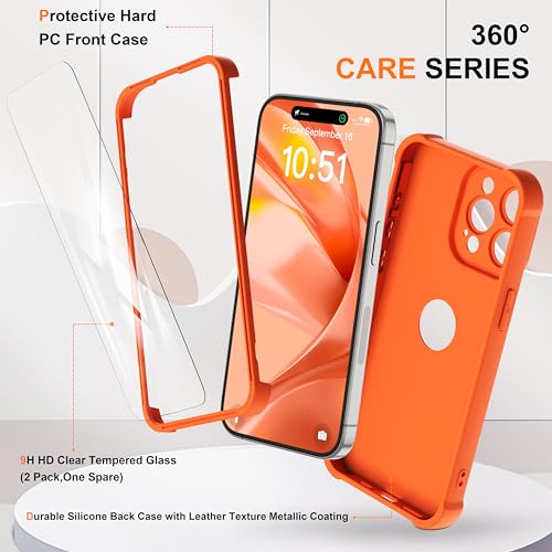 Image of ORETECH 3 in 1 for iPhone 15 Pro Case with 2 x Screen Protector,Orange