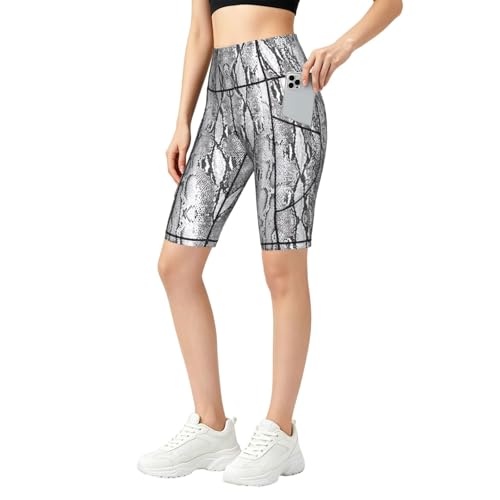 Short de yoga imprimé serpent confortable et galbant à taille haute active
