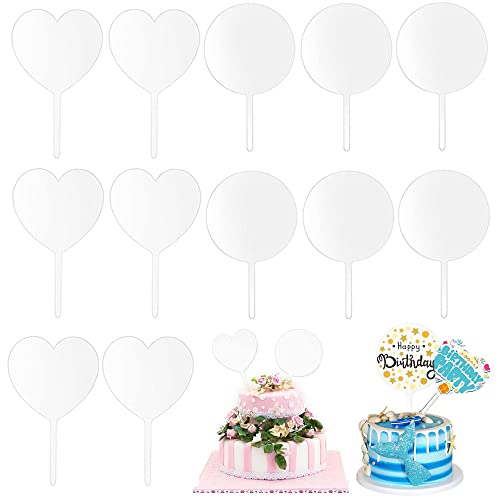 12 Piezas 10cm Acrílico Adornos para Tartas, Topper Redondo Transparente Decoracion, Transparente Acrílico Redondo Decoración de Tartas, para boda año nuevo navidad pastel de cumpleaños decoración Cover