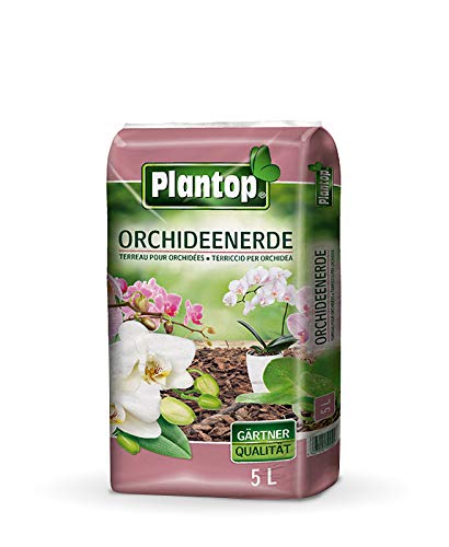 Plantop Orchideenerde mit 8 Wochen Dünger für alle Orchideenarten, Kultursubstrat aus Pinienrinde, 5 Liter