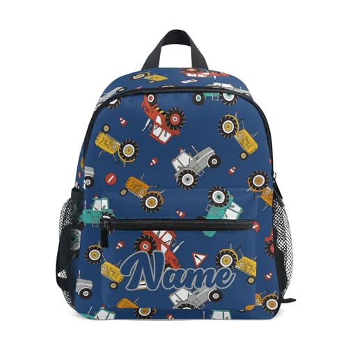 Fisyme Custom Toddler Backpack Farm Tractors School Bag Kids Daypack for Kindergarten Preschool Nursery Girls Boys, S
