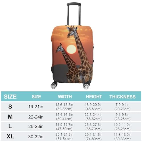 Giraffe At Sunset Luggage Cover, Washable Elastic Suitcase Cover Protector Fit 18-32 Inch Luggage2