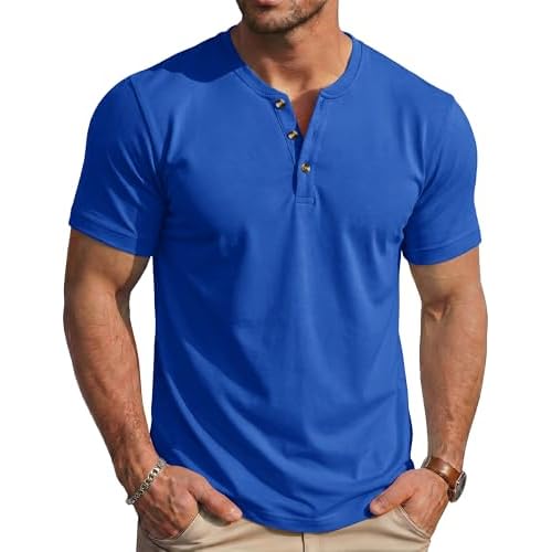 MAGCOMSEN Men's Henley Short Sleeve Shirt Moisture Wicking Lightweight Cotton T-Shirts Casual Summer Basic Tee Shirt