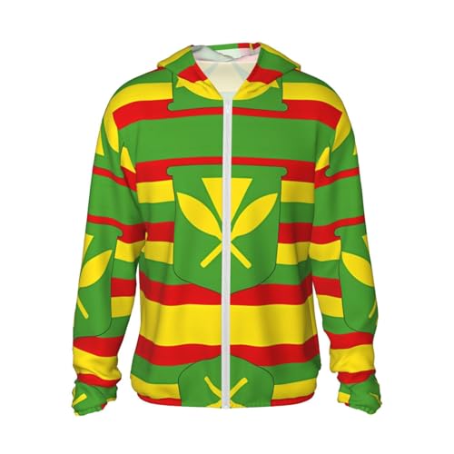 Native Hawaiian Flag Print Sun Protection Hoodie for Men Women, Men's UV Rash Guard Long Sleeve Shirt