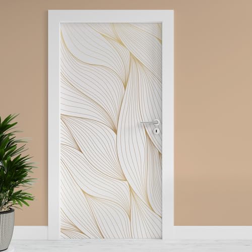 Finest Folia Türfolie 90x200 cm Türtapete Türposter Folie für Tür Wohnzimmer Kinderzimmer Küche Türaufkleber Bad Aufkleber selbstklebend (TF02-38 Blattstruktur)