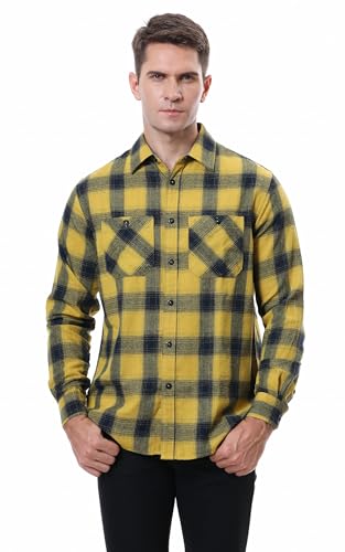 Alex Vando Mens Button Down Shirts Regular Fit Long Sleeve Casual Plaid Flannel Shirt