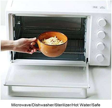 Large Ceramic Soup Bowls, Coffee Cup Soup Mug Ith Lid & Handle Salad Bowls for Cereal Milk Dessert Oatmeal Ramen Bowls, Microwave Safe-D-700ml/23.6oz
