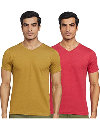 Amazon Brand – Symbol Men’S Solid Regular Fit Half Sleeve T-Shirt (Combo Pack Of 2) (Aw17Plmvr3_S_Multicolor)