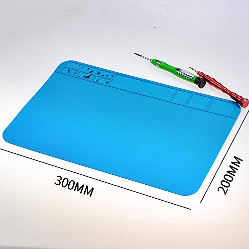 XNJIHWA Soldering Mat Silicone Heatproof Mat Soldering 500°30 x 20cm Anti-Static Multi-Purpose Magnetic Electronics Repair Pad for Soldering Brazing Repair Tool Welding Pad,Blue - Image 3