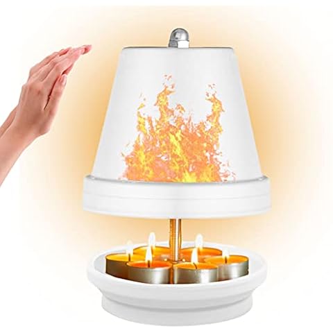 Tea Light Oven Large 6 Double-Walled Table Oven Table Fireplace Alternative Table Heating Fire Bowl (White) Cover