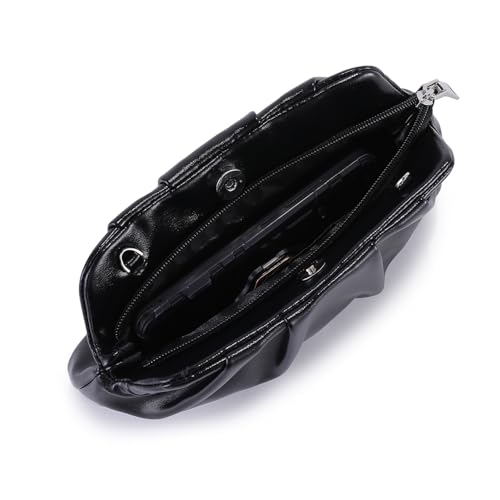 Image of Evening Bag for Women Ruched Clutch Purse Detachable Metal Chain Crossbody Bag