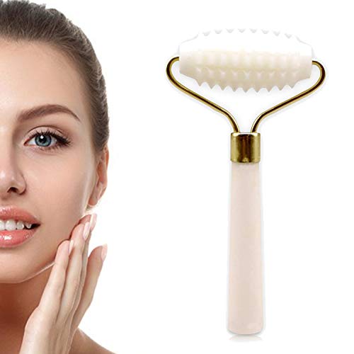 ORILEY OR-MG05 Natural Real Jade Roller Needle Facial Skin Massager Stone for Face Neck Toning, Firming, Serum Application & Massage (1 Pc)