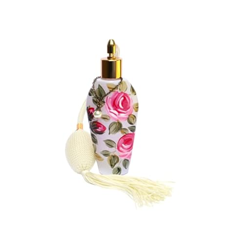 Vintage-Inspired Frosted Glass Perfume Bottle with Hand-Painted Pink Roses and Ivory Atomizer - Romantic Shabby Chic Decor for Your Vanity - Image 5