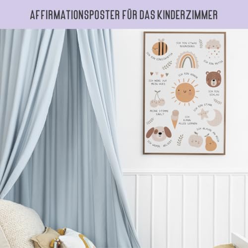Affirmationsposter für Kinder DIN A3 | Poster positive Glaubensansätze Kinderzimmer | Poster Affirmation Geschenk zur Geburt, Taufe, Kindergeburtstag (Sonnenschein & Fröhlichkeit, DIN A3, Ungerahmt)