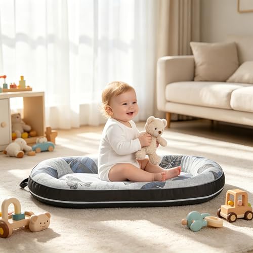 Image of BUTOA Baby Lounger - Breathable Soft Baby Nest, Portable Infant Support Cushion Tummy Time Mat for 0-24 Months, Infant Lounger for Home and Travel, Ideal Newborn Babies Essentials Baby Shower Gifts
