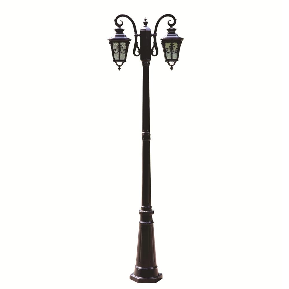 GTHTUHFD 2-Lights High Post Lamp, European Pole Outdoor Lighting, Rainproof Street Light For Yard Garden Patio Path,Black-H:82.7inch/210cm