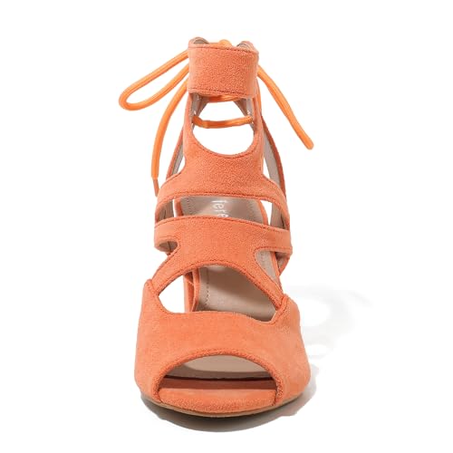 Image of fereshte Women's Lace-Up Gladiator Sandals, Block Heel Open Toe Strappy Shoes