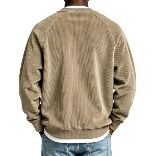moolBeko Corduroy Shirt Men Layered Long Sleeve Shirt V Neck T Shirt - image 5