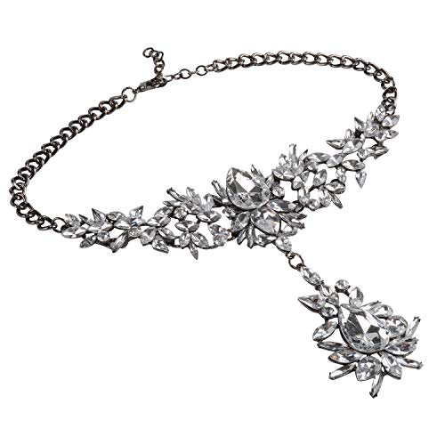 Holylove Women Statement White Necklace Chain Novelty Jewelry Crystal Choker for Party Bachelo Gift Box-HLN00012 White