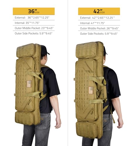 Cvlife 42 Inch Soft Rifle Case Tactical Double Long Gun Bag,With Lockable Zipper And Backpack Strap,Rifle Backpack Rifle Bag Gun Case For Outdoor Hunting Shooting Range,Flat Dark Earth thumb #5