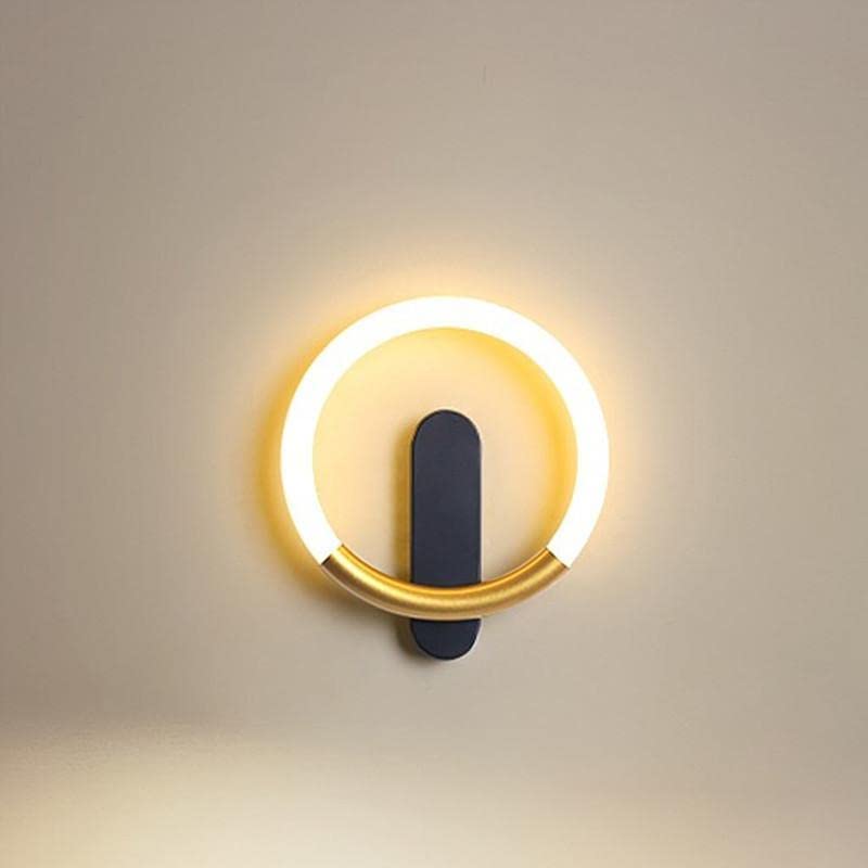 Lámpara de pared LED con atenuación tricolor y diseño circular marrón moderno