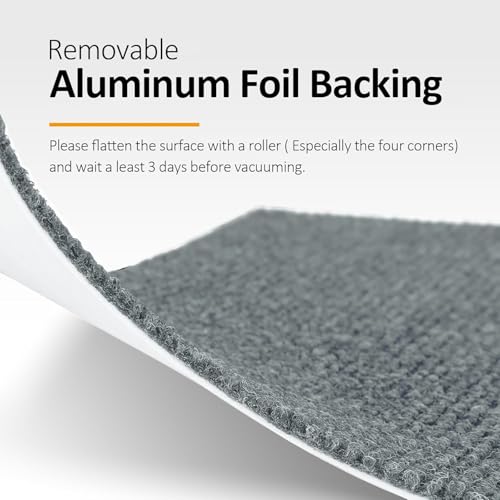 FunStick Teppichfliesen Selbstklebend Grau Teppich Wohnzimmer Abwaschbar Boden Teppichfliesen für Hause Büro Hellgrau Treppenteppich Selbstklebend PVC Bodenbelag Teppichfliesen Grau 30x30cm 5 Stück