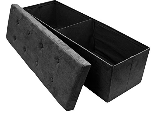 Sorbus Storage Ottoman Bench – Collapsible/Folding Bench Chest With Cover – Perfect Toy And Shoe Chest, Hope Chest, Pouffe Ottoman, Seat, Foot Rest, – Contemporary Faux Suede (Black) #TOP3