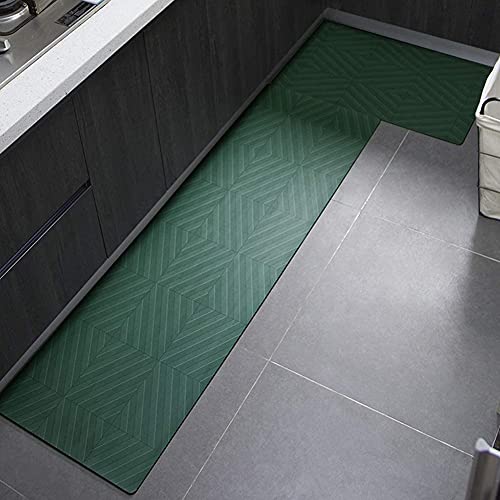 Tapis de cuisine stripe antidérapant imperméable vert tapis de sol intérieur 60x100cm