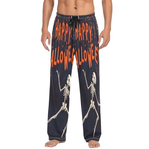 Qilmy Halloween Dancing Skeleton Men's Cotton Pajama Pants, Lightweight Lounge Sleepwear with Drawstring and Pocket2