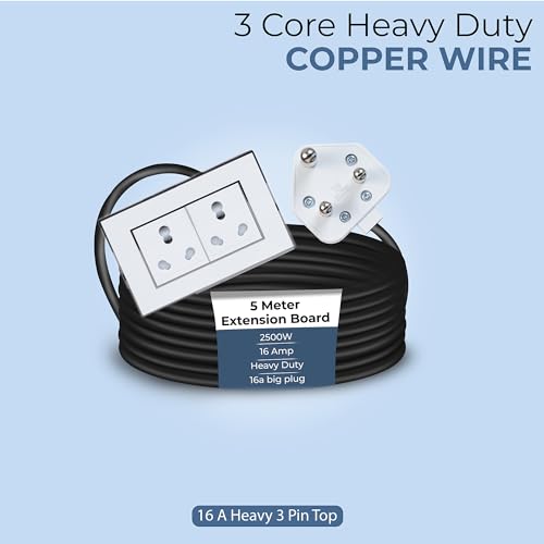 Image of Extension Board Heavy Duty Multi Socket 15A /16A /20A (2500 Watts 16A Big Plug and Two 16A Socket, 5 Meter)
