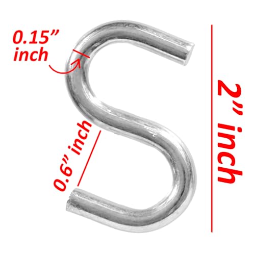 Wideskall (03C-TD02)_A0 ® 1.75 Inch Inch Heavy Duty Small Zinc Plated Steel S Shaped Type Utility Hooks Hanging Hooks Chrome thumb #2