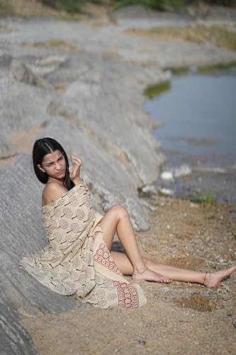 Block Print Beach Cover-Up – Cotton Sarong Wrap Bohemian Block Printed Sarong Cotton Beach Cover Up Pareo Wrap4
