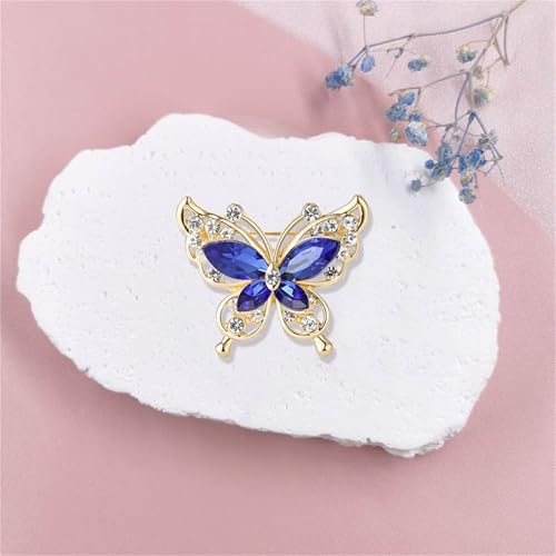 Image of coadipress Butterfly Brooch Pins Chic Romantic Elegant Rhinestone Crystal Insect Brooch Pin Women Corsage Scarf Shawl Clothing Accessories Wedding Party Banquet