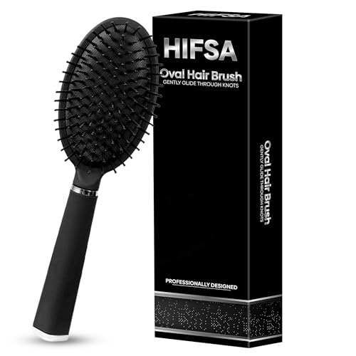 Hair Brush Blow Drying Paddle Hairbrush Easy Grip Handle Straightening Professional Detangle Oval Hair Comb For Curly Natural Long Thick Thin Wet Dry Hair Accessory Salon Supplies (1Pc)