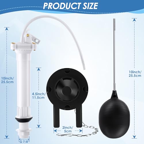 Dreyoo Universal Toilet Tank Repair Kit Compatible with Danco 80816, Toilet Repair Parts Fill Valve, Flapper, Rod, Float Replacement, Toilet Repair Kit for 8.5 Inch Tanks, Toilet Tank Flapper Replace - Image 3